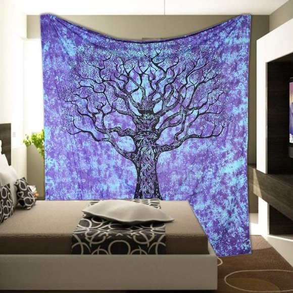 Tye Dye Tree Psychedelic Hippie Boho Tapestry Wall - Picture 1 of 3